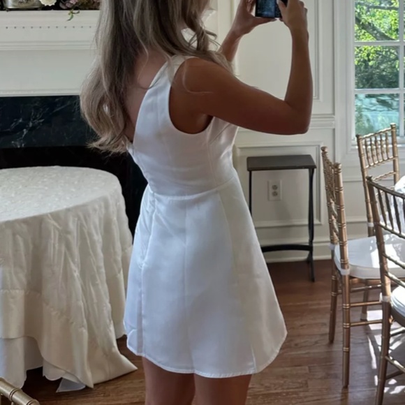 NWT Reformation Zenni Satin Mini Dress - White - Picture 2 of 12